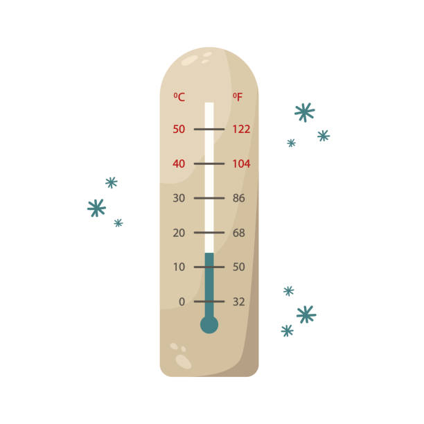 Vector illustration of a room thermometer. Low room temperature. Heating season. Vector illustration of a room thermometer. Low room temperature. Heating season. mercury metal stock illustrations