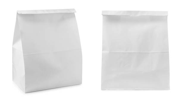 istock Closed paper bags on white background, collage 1405401162
