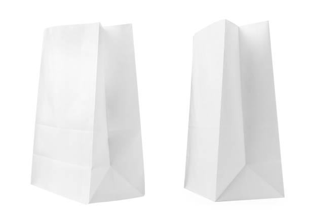 istock Open paper bags on white background, collage 1405401169