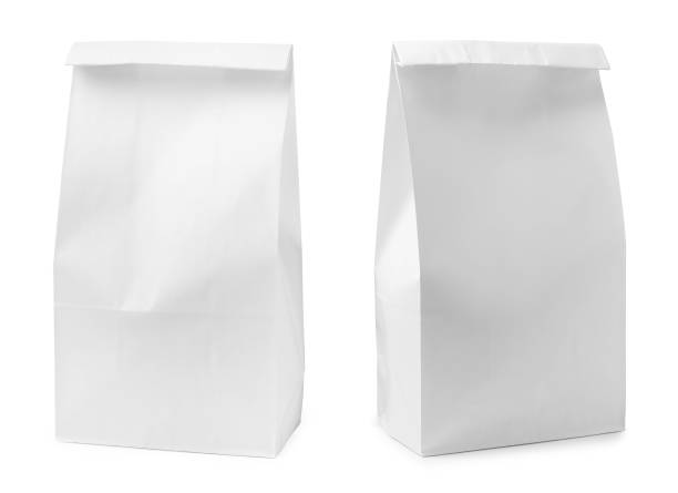 istock Closed paper bags on white background, collage 1405401764