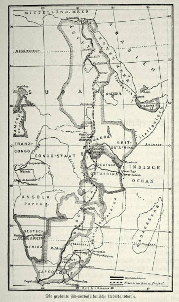 istock Map of the Cape to Cairo Railway, 1890s, 19th Century 1405403848