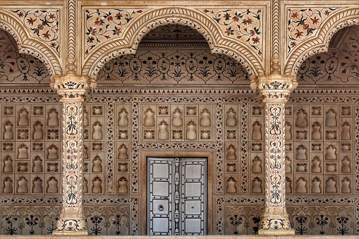 Registan Madressa Facade Exterior made of Mosaic. Samarkand, Uzbekistan