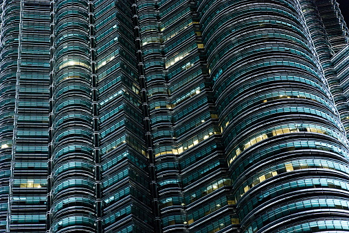 Close up ofTwin Tower at Kuala Lumpur, Malaysia. - stock photo