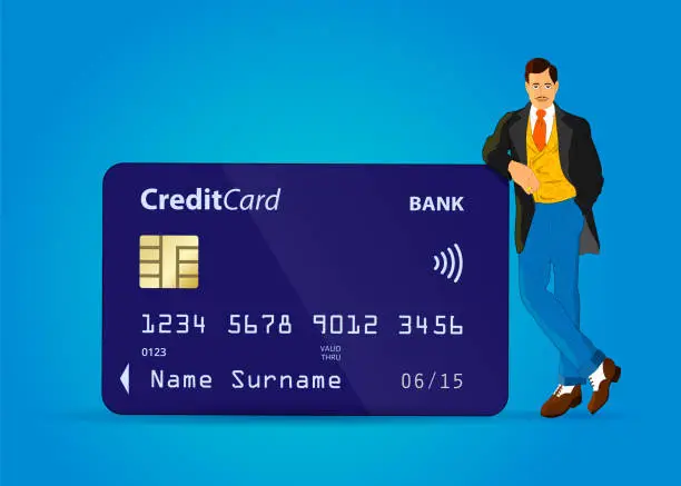 Vector illustration of Homme avec carte de crédit