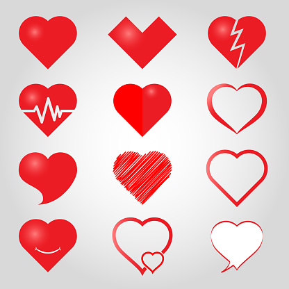 Heart icons set. Vector illustration in HD very easy to make edits.
