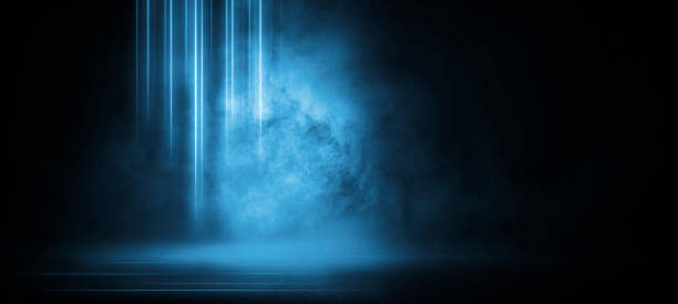 istock Dark street asphalt abstract dark blue background, empty dark scene, the flame is burning with smoke float up the interior texture for display products 1405417799