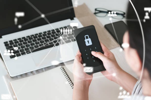 istock Hacking a Phishing mobile phone with a password to access a smartphone. 1405424303