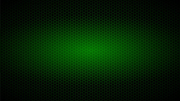 tło sześciokątów koloru zielonego z blaskiem - hexagon backgrounds mesh green stock illustrations