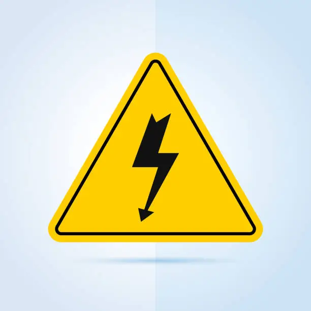 Vector illustration of Icon of electricity, high voltage, electrical danger panel, thunderstorm...