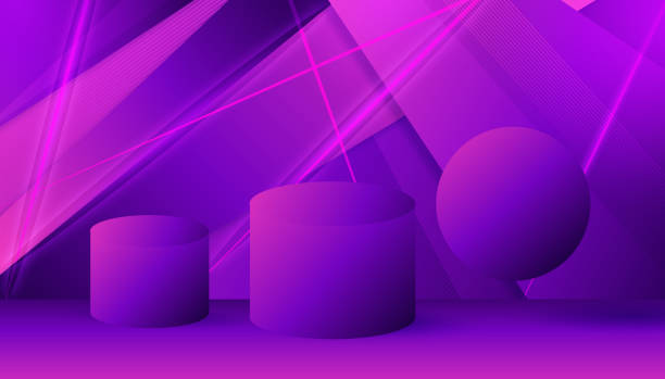 istock Futuristic stage background with blue and pink neon light colours design 1405428918