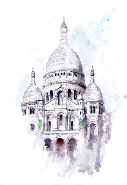 サクレ ・ クール寺院、パリ - montmartre paris france basilique du sacre coeur france点のイラスト素材／クリップアート素材／マンガ素材／アイコン素材