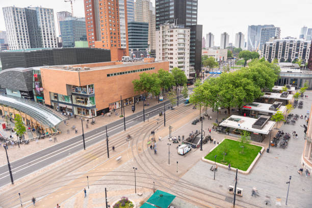 istock Rotterdam Lijnbaan shopping district aerial view 1405433107