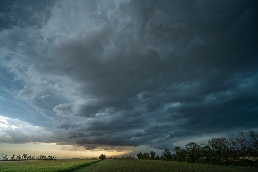 evening sky with dramatic clouds, panorama