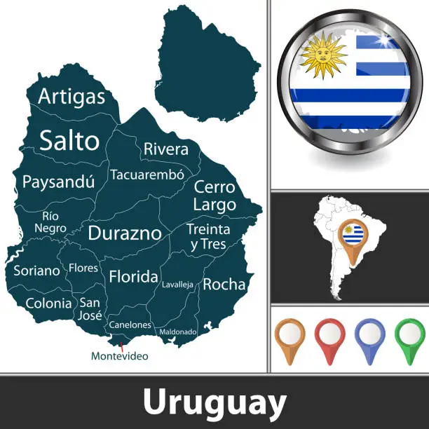 Vector illustration of Map of Uruguay