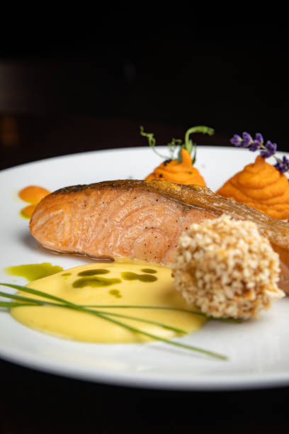 istock Fish dish with garnish on a plate 1405440533