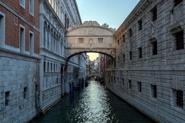 The Bridge of Sighs in Venice on a summer evening stock photo