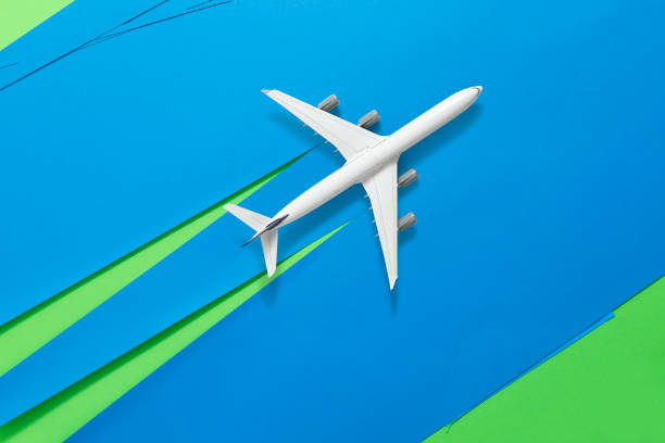 istock Passenger aircraft on blue background 1405443303
