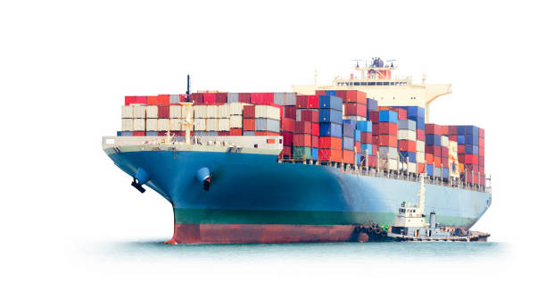 istock Container Cargo Ship and Tug boat isolated on white background, Freight Transportation and Logistic Concept, Shipping 1405444744