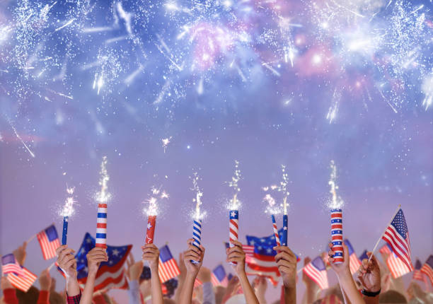 istock 4th of July. USA Independence day fireworks. 1405445637