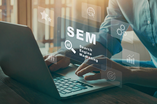 SEM Search Engine Optimization Marketing Ranking concept for website