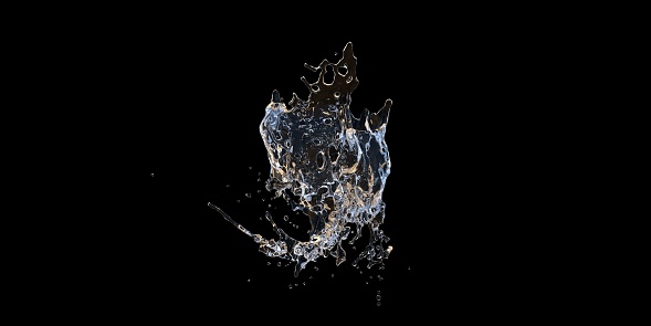wavy real water splash 3D rendered image