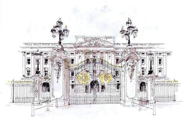버킹엄 궁전 - palace buckingham palace london england famous place stock illustrations