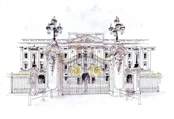 ilustrações de stock, clip art, desenhos animados e ícones de buckingham palace - palace gate