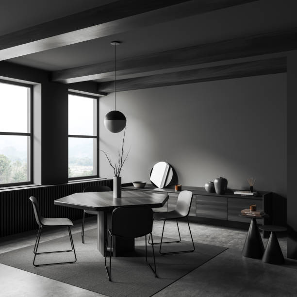 istock Corner view on dark empty living room interior 1405450060