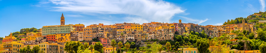 Beautiful panoramic view of Ventimiglia in Italy, Liguria. Ligurian Riviera, province of Imperia.