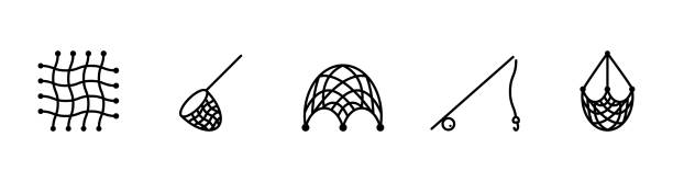 fischernetzsymbol , vektorillustration - fischernetz stock-grafiken, -clipart, -cartoons und -symbole
