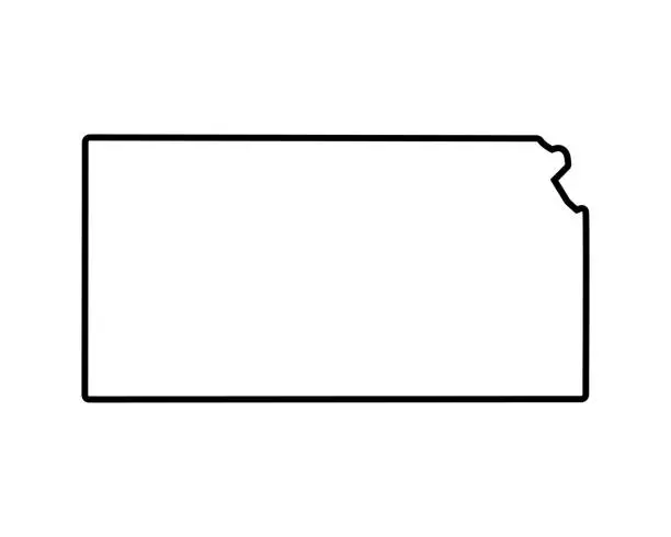Vector illustration of US state map. Kansas outline symbol. Vector illustration