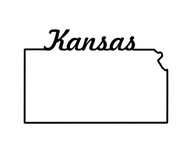 Vector illustration of US state map. Kansas outline symbol. Vector illustration