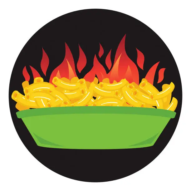 Vector illustration of delicious dish of spicy mac and cheese bowl vector illustration