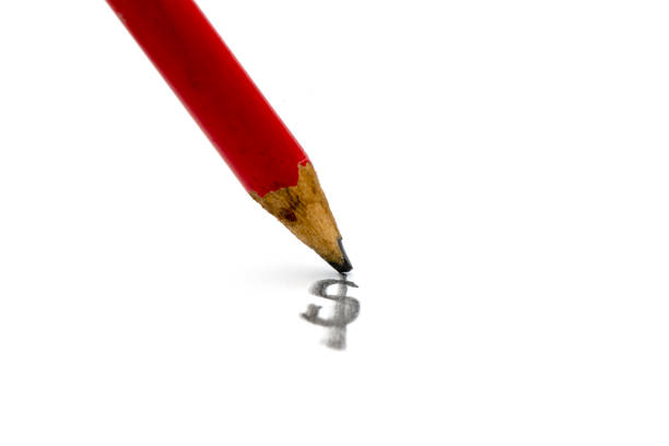 istock Close-up pencil draw a line (US dollar) isolated on the white background. 1405456255