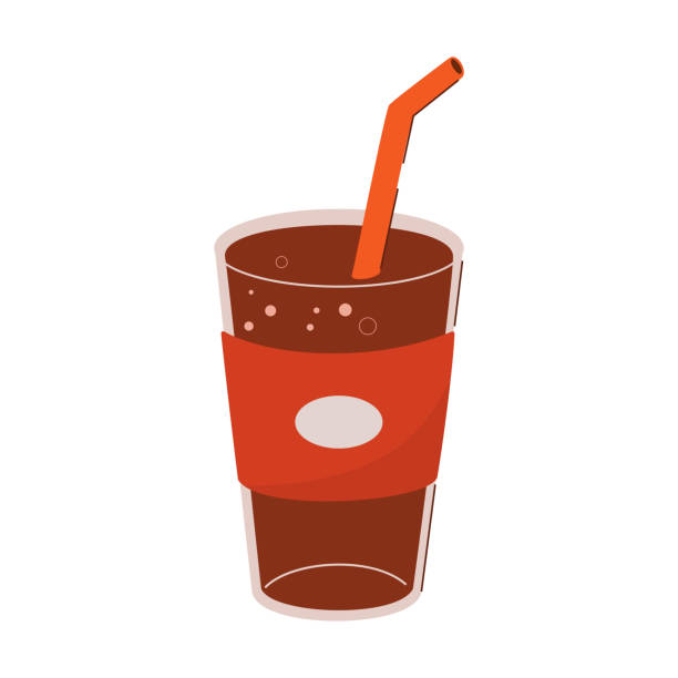 ilustrações de stock, clip art, desenhos animados e ícones de cartoon coca cola glass with a straw. - drink sport cola can