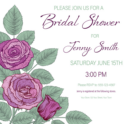 Botanical Roses Invitation Template in Purple