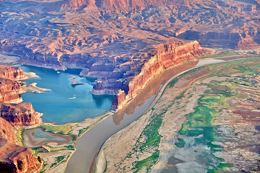 Aerial view of reservoir