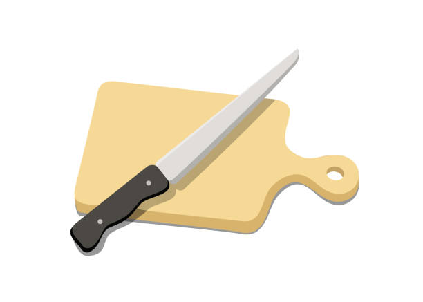 cartoon-besteck. - knife table knife kitchen knife white background stock-grafiken, -clipart, -cartoons und -symbole