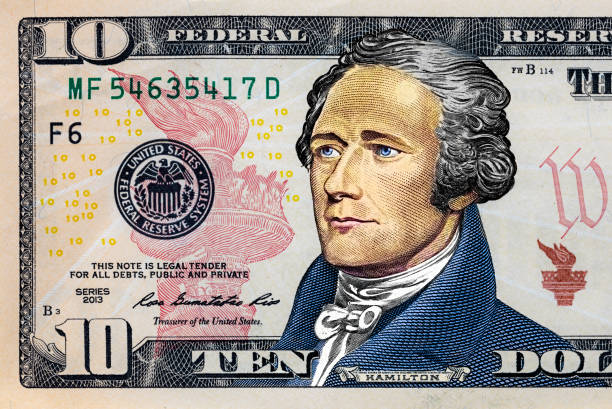 istock Closeup of front side of colorized 10 dollar banknote 1405473612