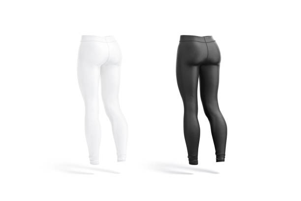istock Blank black and white women leggings mockup, back side view 1405473656