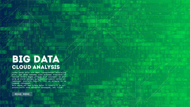 illustrazioni stock, clip art, cartoni animati e icone di tendenza di cloud computing big data. visualizzazione blockchain. complessità delle informazioni sui social network. - backgrounds abstract green network server