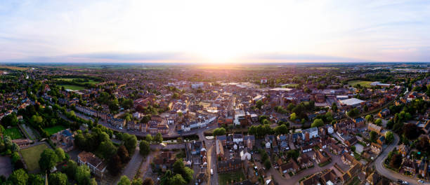 Spalding Sunset Aerial Panorama Very High Definition