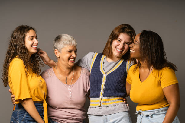 istock Group of playful women in studio 1405476394