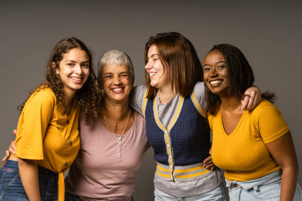 istock Group of playful women in studio 1405476396