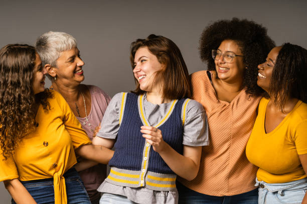 istock Group of playful women in studio 1405476407