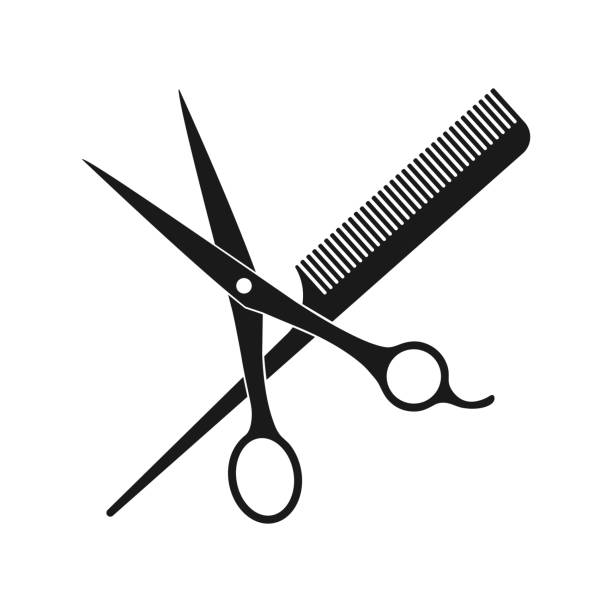 Hairdressing Scissors And Comb Black Silhouette Icon Stock Illustration -  Download Image Now - iStock