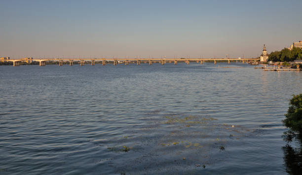 istock Central Bridge over Dnieper river in Dnipro, Ukraine. 1405482283
