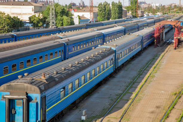 istock Passenger trains in Mariupol, Ukraine. 1405482296