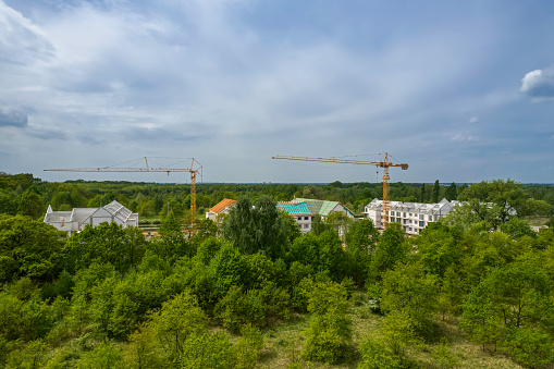 construction site with houses in a traditional Polish suburbs