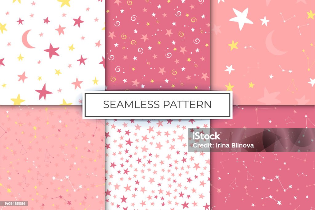 Pink Space Pattern Star Pink Patterns Space Sky Design For Printing Stock Illustration ...